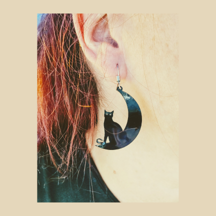 Ohrringe Katze im Mond